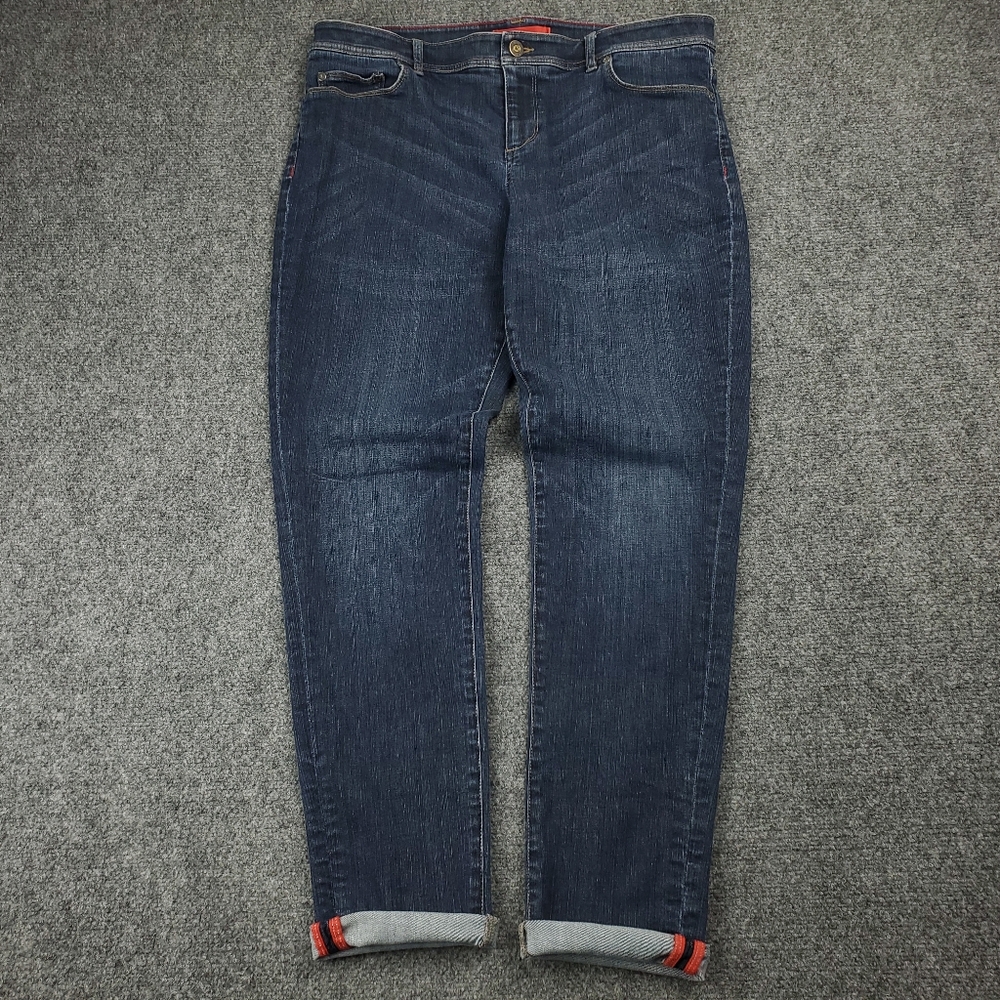 LL Bean Selvedge Jeans Womens 14 Tapered Performance Stretch Denim Dark Blue